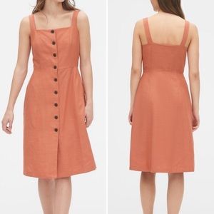 GAP coral apron midi button dress New with tags